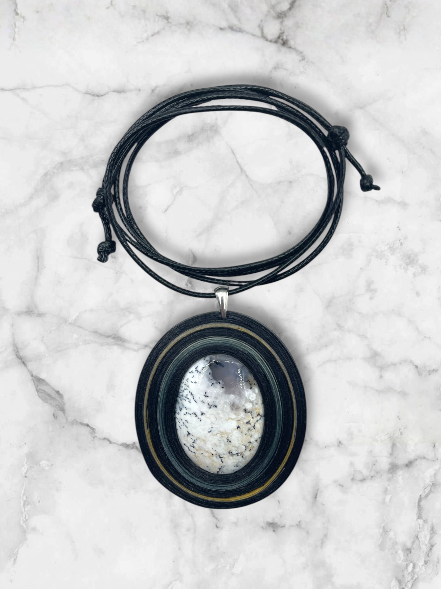 Naszyjnik z kamieniem - Agat dendrytowy D01 - obrazek 3