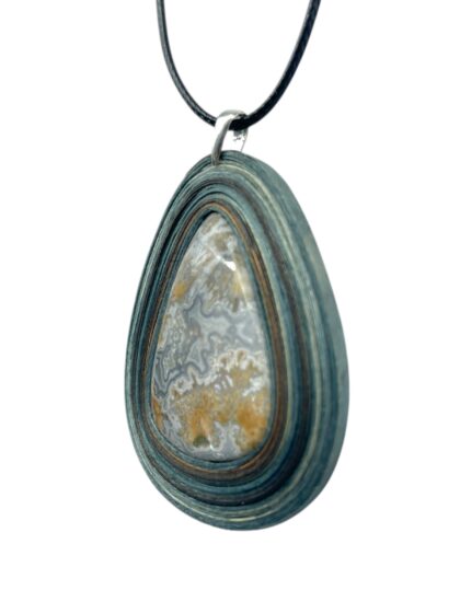 Naszyjnik z kamieniem - Agat koronkowy K07