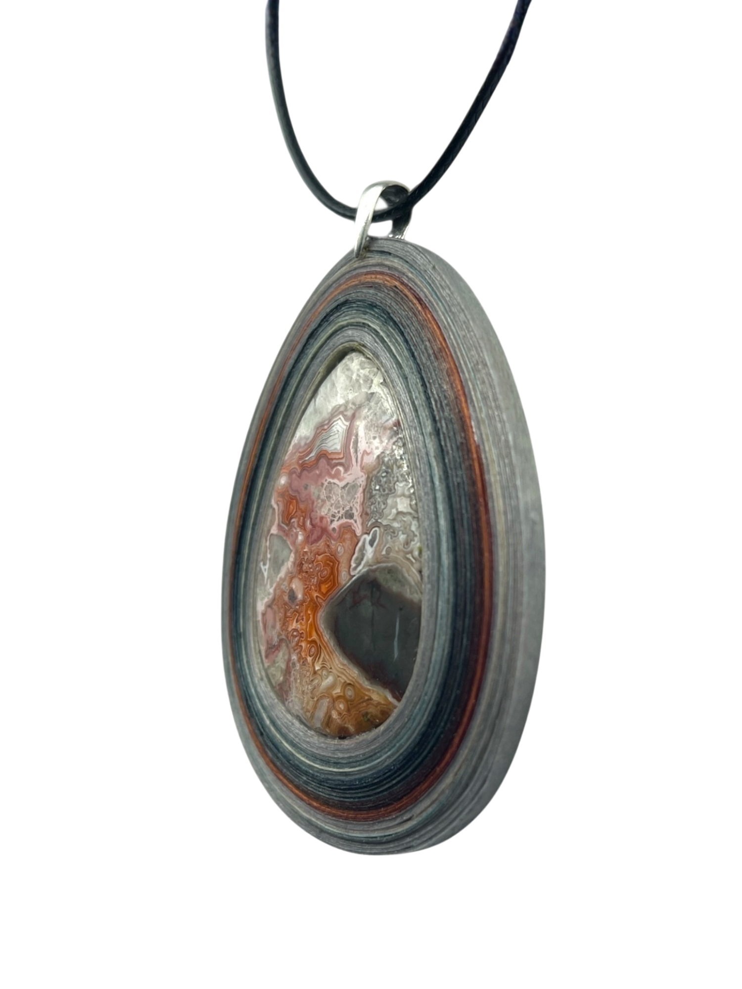 Naszyjnik z kamieniem - Agat koronkowy K08 - obrazek 2