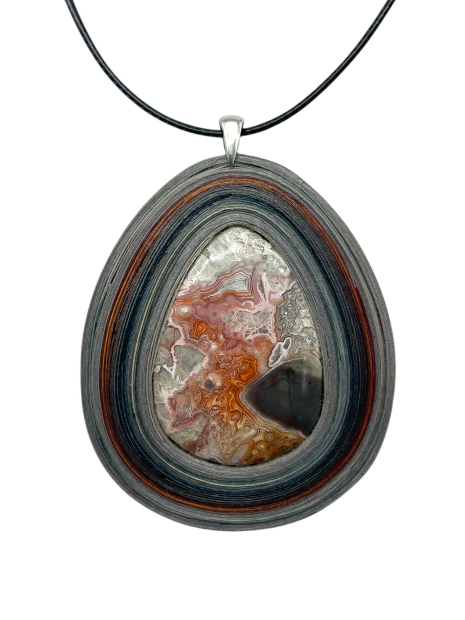 Naszyjnik z kamieniem - Agat koronkowy K08