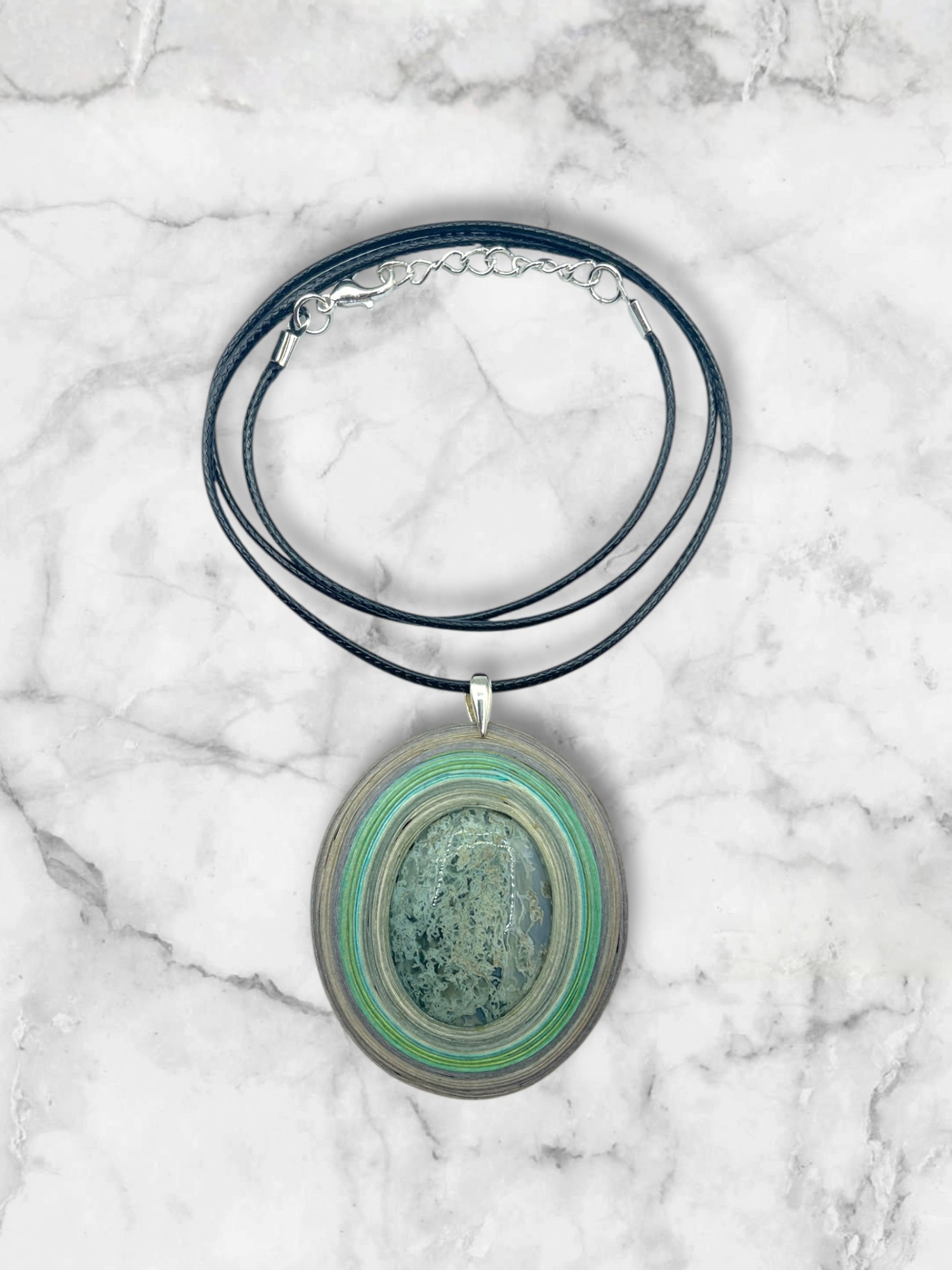 Naszyjnik z kamieniem - Agat mszysty M04 - obrazek 3