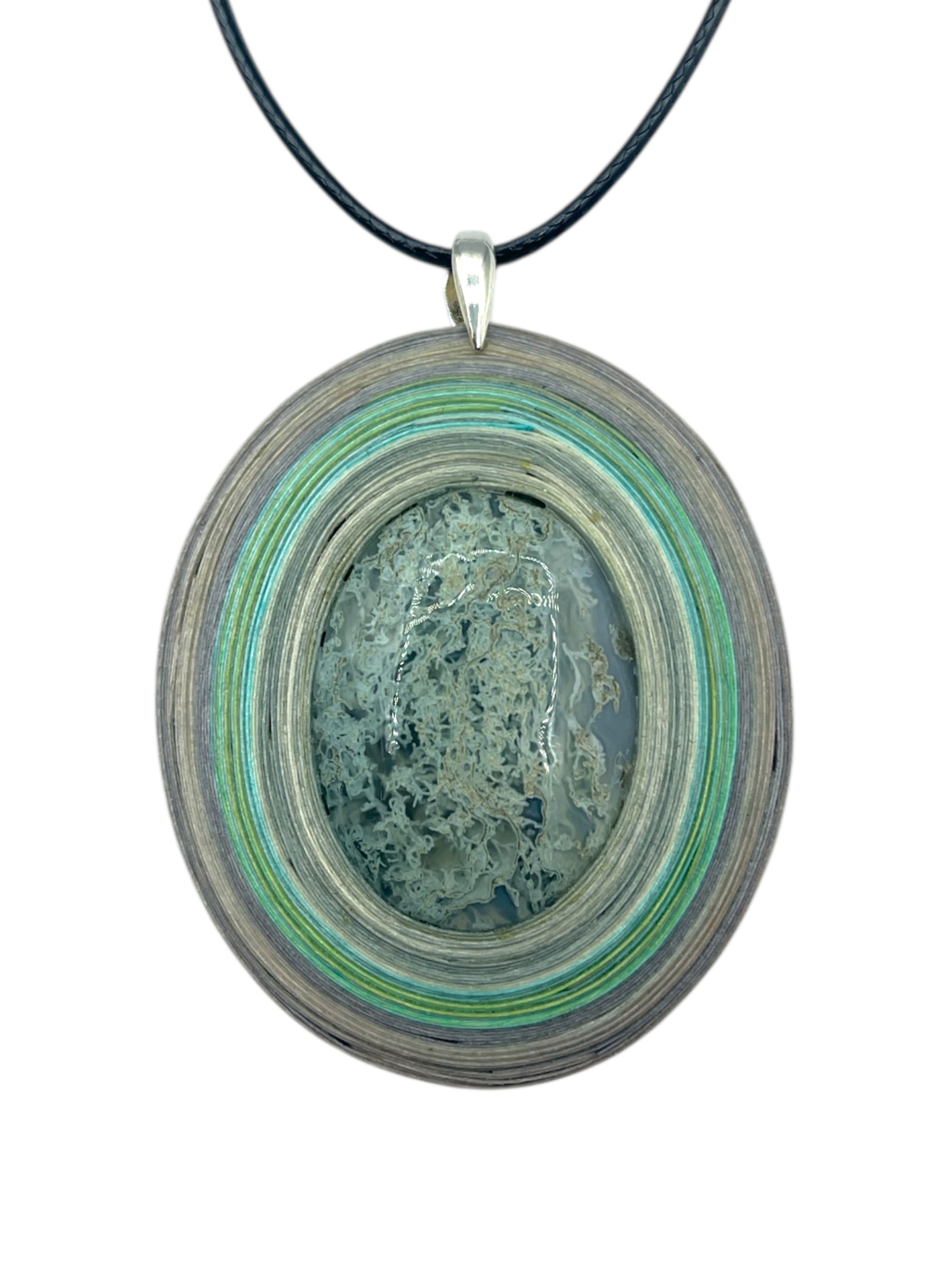 Naszyjnik z kamieniem - Agat mszysty M04