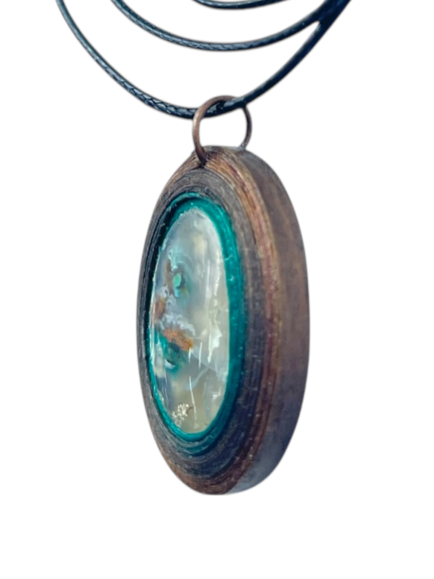 Naszyjnik z kamieniem - Chryzokola z miedzią w chalcedonie 001 - obrazek 2