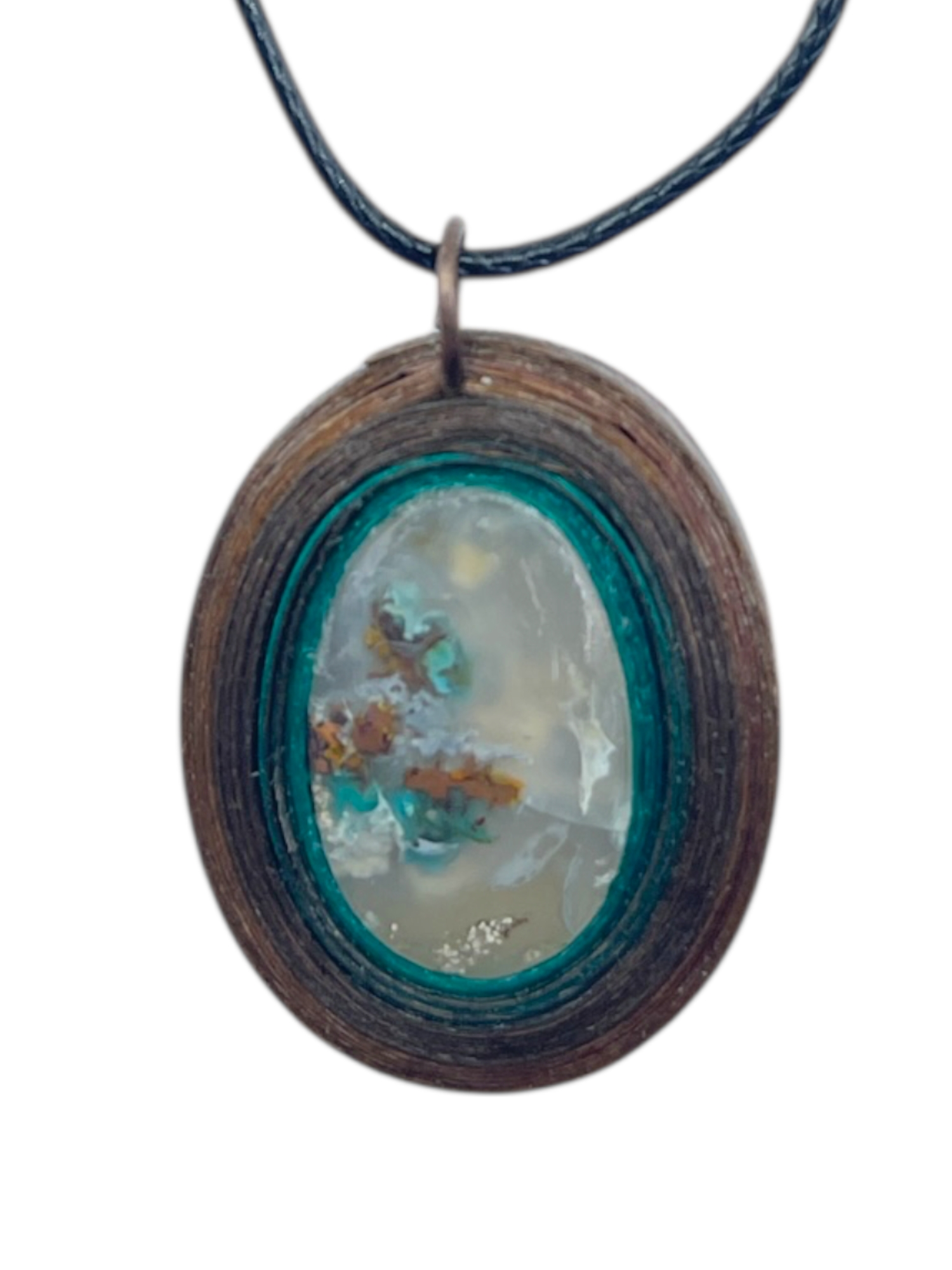 Naszyjnik z kamieniem - Chryzokola z miedzią w chalcedonie 001