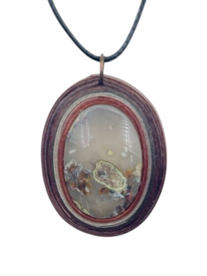 Naszyjnik z kamieniem - Chryzokola z miedzią w chalcedonie 002