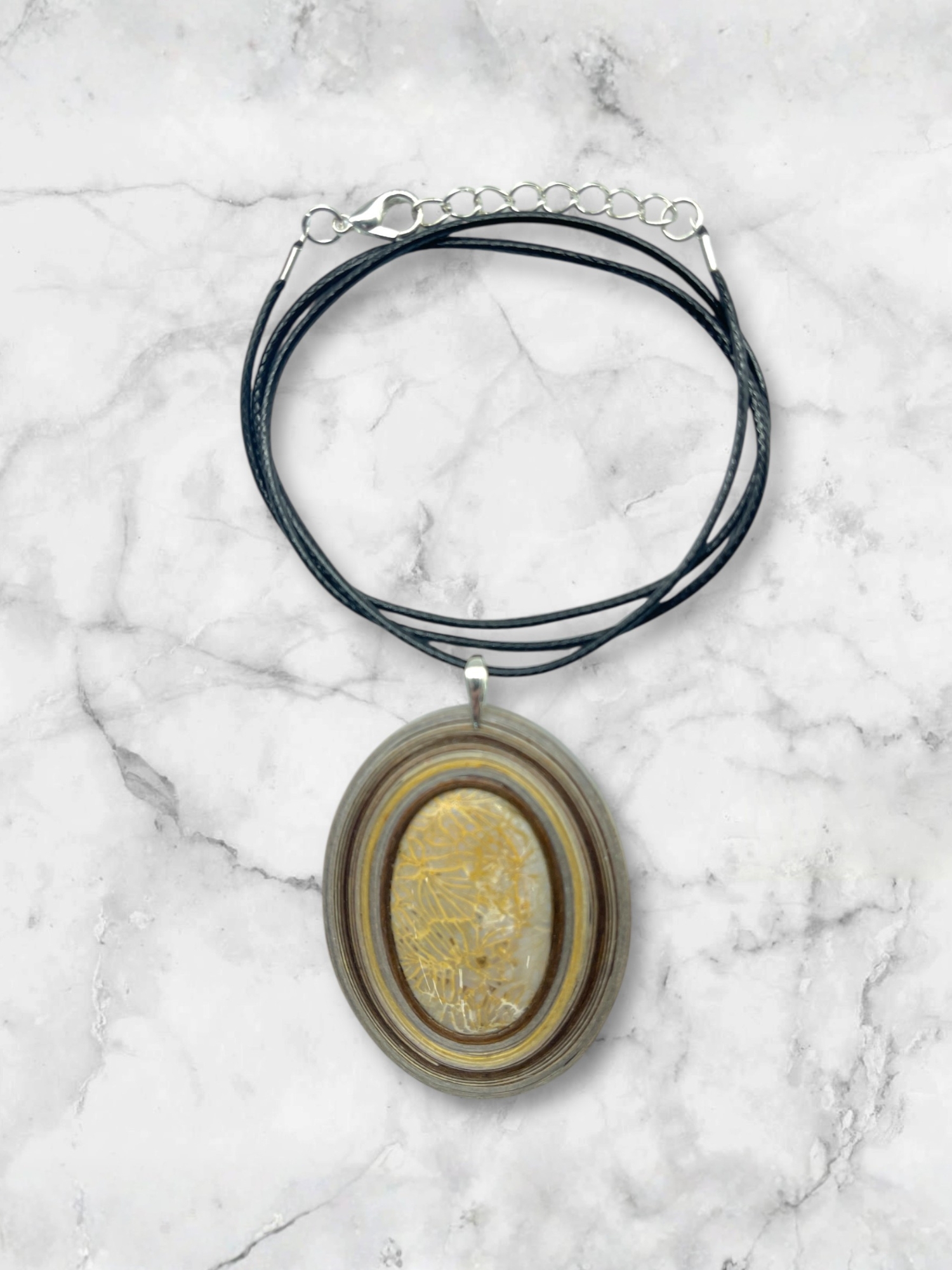 Naszyjnik z kamieniem - Koral fossil 001 - obrazek 3