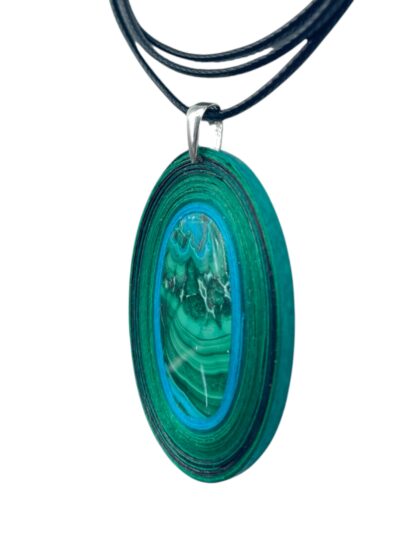 Naszyjnik z kamieniem - Malachit z chryzokolą 001