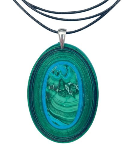 Naszyjnik z kamieniem - Malachit z chryzokolą 001