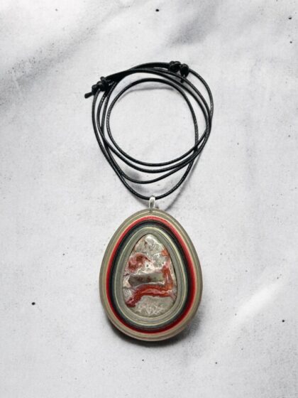 Naszyjnik z kamieniem - Agat koronkowy 043