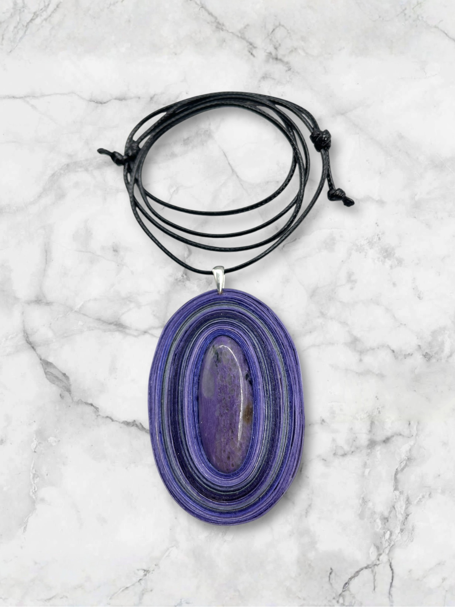 Naszyjnik z kamieniem - Czaroit 001 - obrazek 2