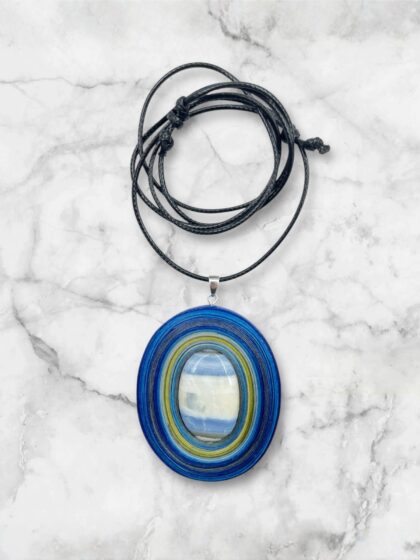 Naszyjnik z kamieniem - Opal niebieski 001