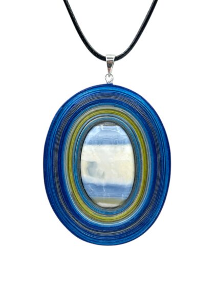 Naszyjnik z kamieniem - Opal niebieski 001