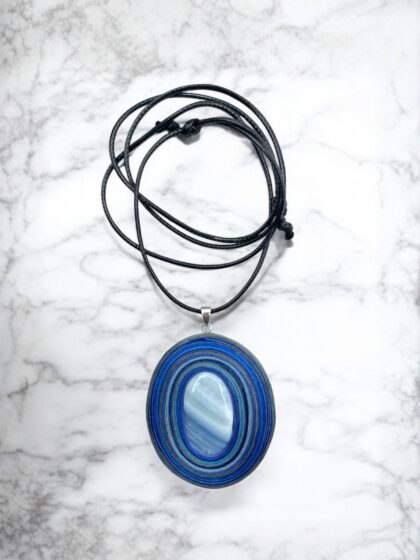 Naszyjnik z kamieniem - Opal niebieski 002